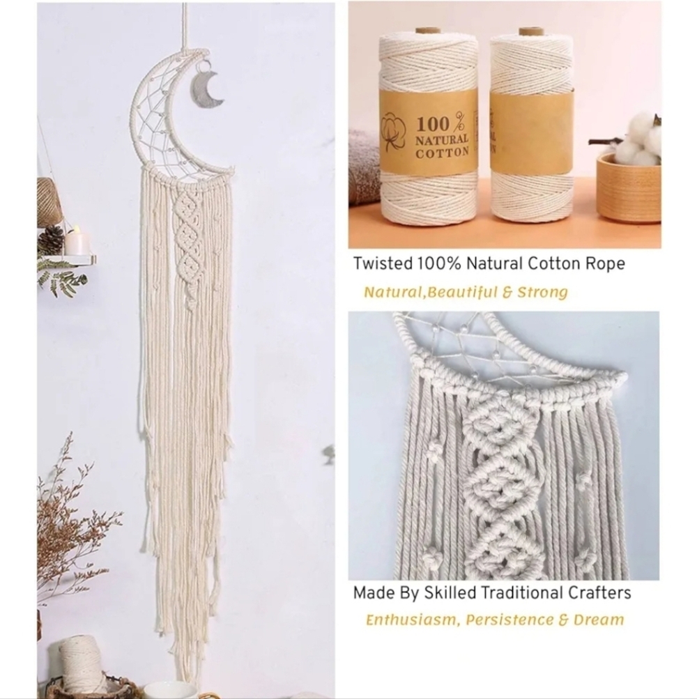 Bohemian Macrame Moon And Star Wall Art With Lights (Minor Assembly Required) - Picture 6 of 16